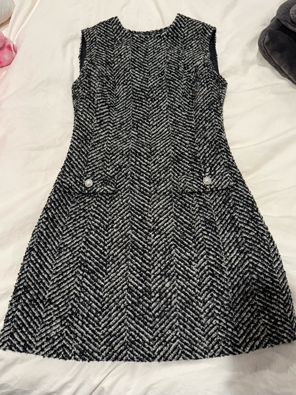 French Connection Black and White Tweed Dress